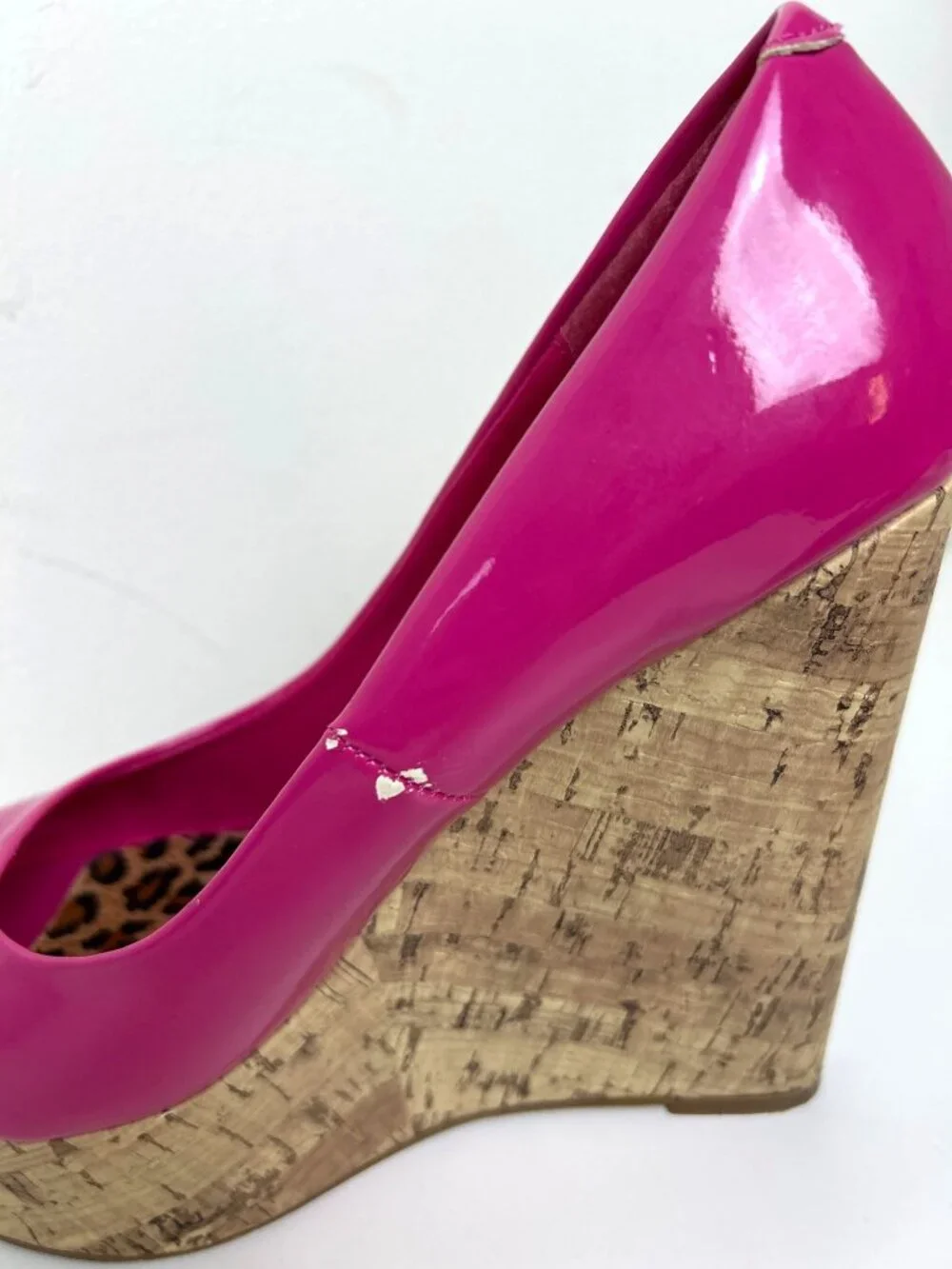 Fuchsia Pink Platform Heels Cork Wedges Size 8